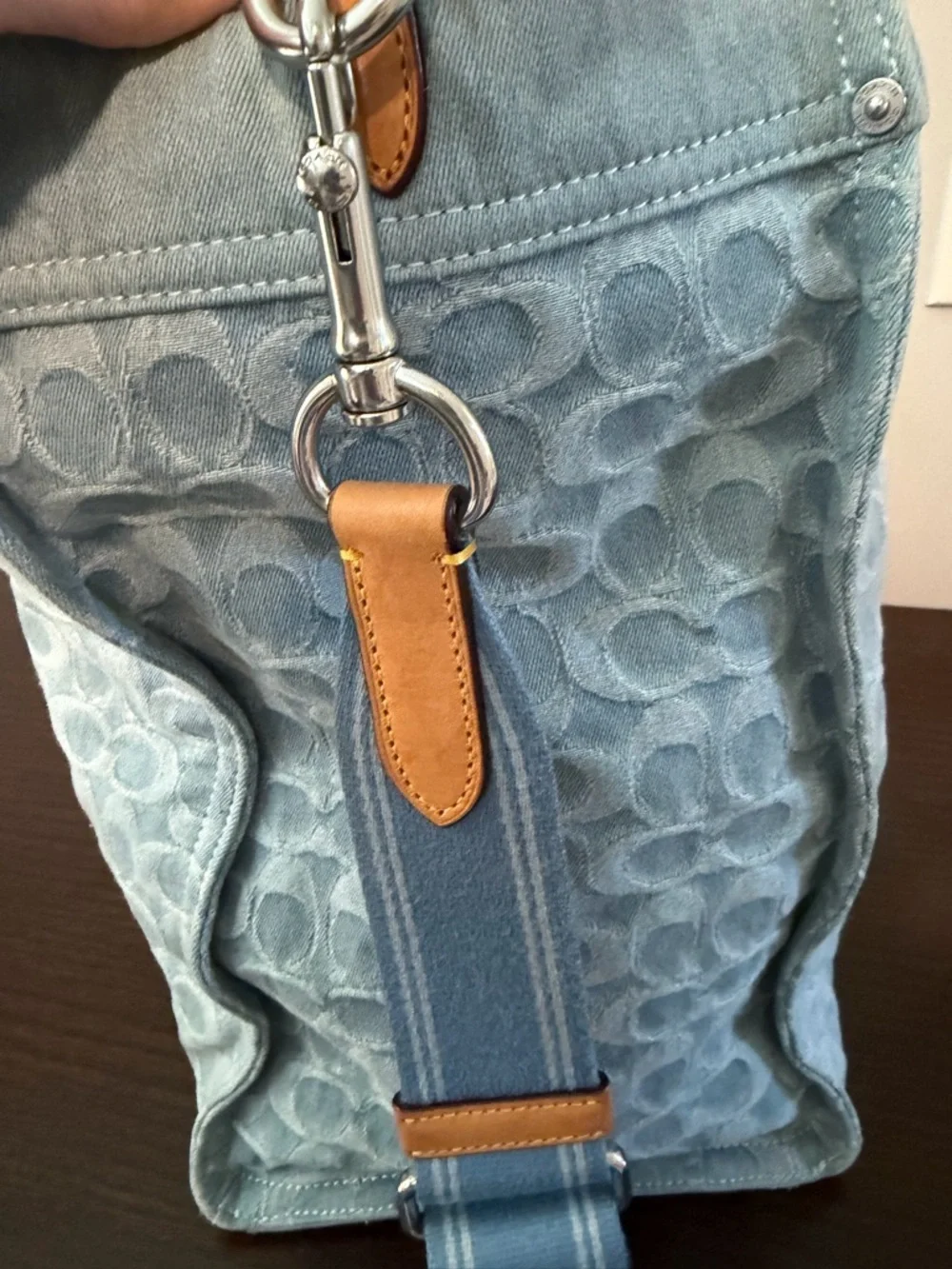 Coach Light Blue Signature Denim Tote with Detachable Strap - Picture 2 of 9